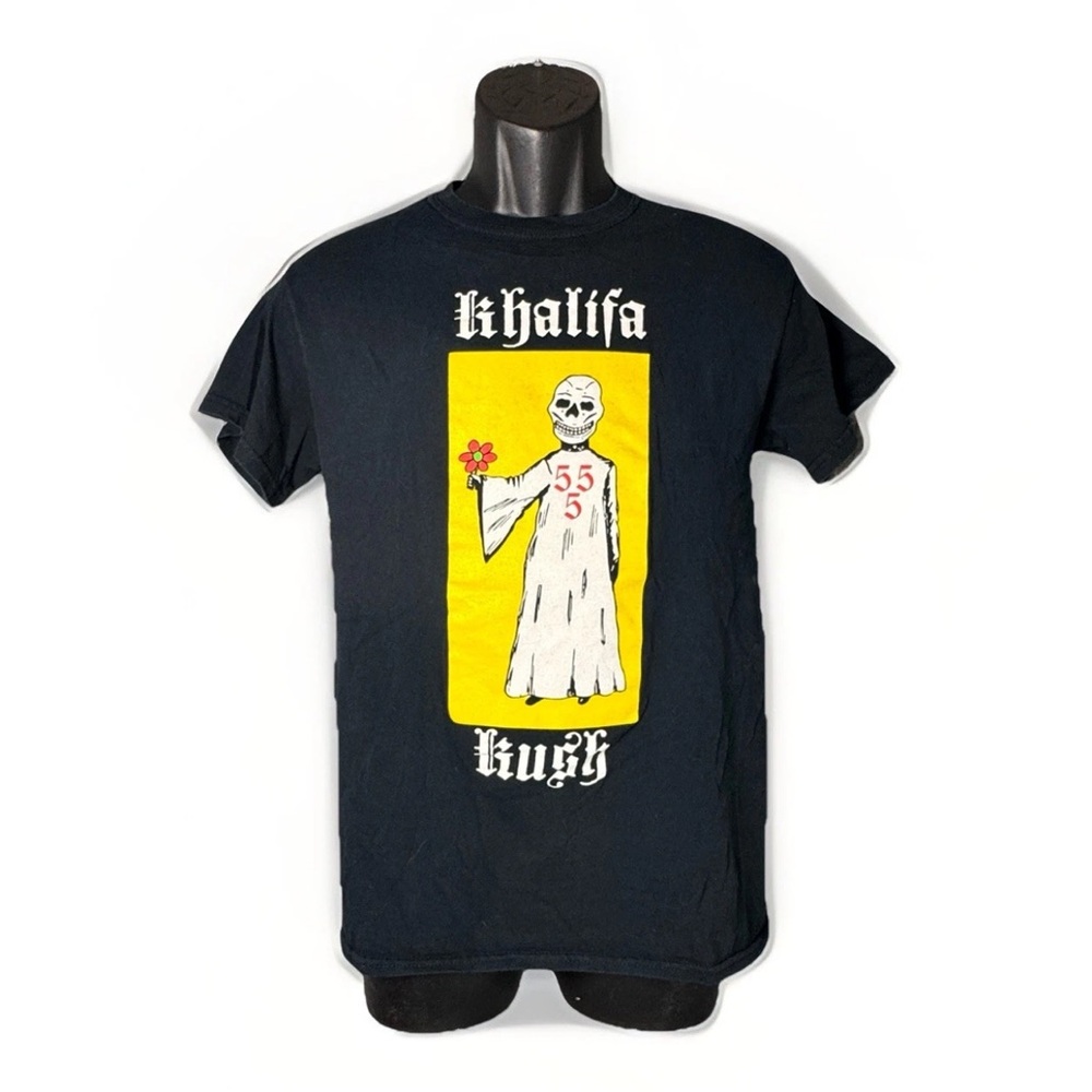 Wiz Khalifa Kush Reaper Flowers Skeleton 555 Black Men’s T-Shirt Size Small